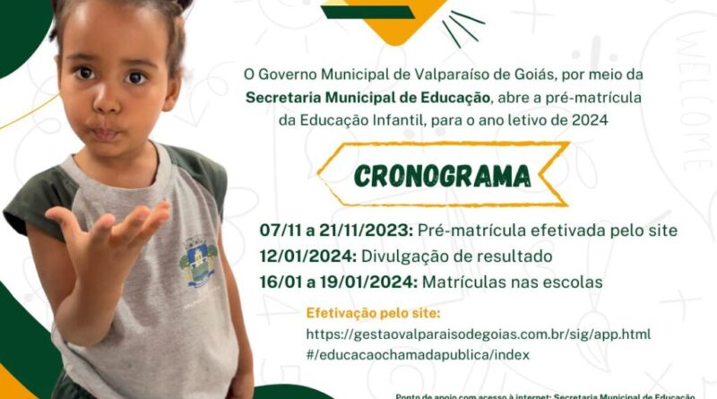 Pré Matricula Educação Infantil Valparaíso