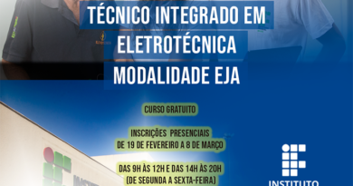 Vagas remanescentes para o curso técnico em Eletrotécnica integrado ao Ensino Médio