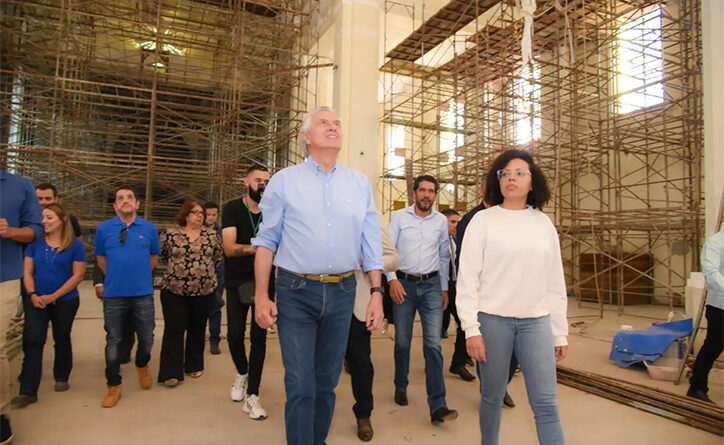 Caiado visita obras de restauro da Catedral de Sant’ana, considerada a “Igreja Mãe” na cidade de Goiás (Foto: Romullo Carvalho e Hegon Corrêa)