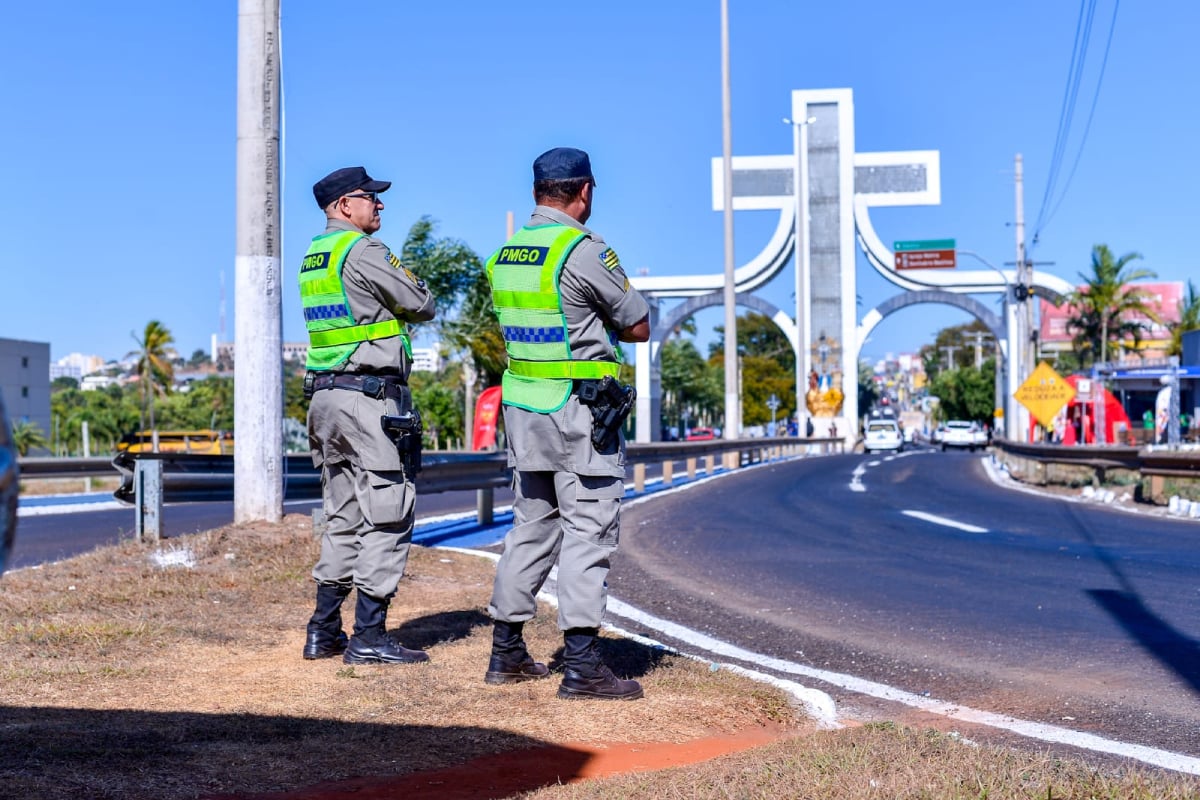 Para garantir segurança do romeiros durante caminhada e dentro na capital da fé Governo de Goiás ampliou ação do efetivo policial e instalou barreiras em pontos estratégicos da cidade (Foto: SSP-GO)