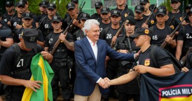 Com nova turma da Rotam, Caiado destaca combate à criminalidade em Goiás . (Foto: Junior Guimarães)
