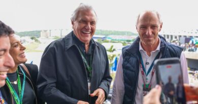 Caiado destaca a preparação de Goiás para sediar a etapa da MotoGP 2026, durante GP de Fórmula 1, em São Paulo Legenda (Foto: Hegon Corrêa)