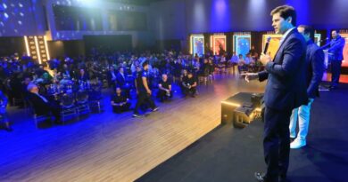 aniel Vilela durante o lançamento da transmissão do Goianão 2026 pela Record Goiás: “abrilhantar o futebol goiano”