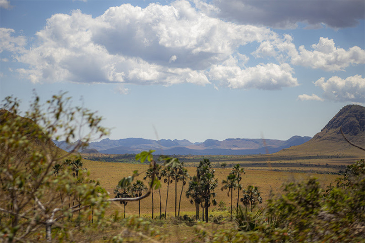 Paisagem aberta do Jardim de Maytreia, em Alto Paraíso de Goiás (GO), reforça o clima de silêncio e contemplação da Chapada dos Veadeiros durante o Carnaval.Foto: Saulo Veiga | Goiás Turismo
