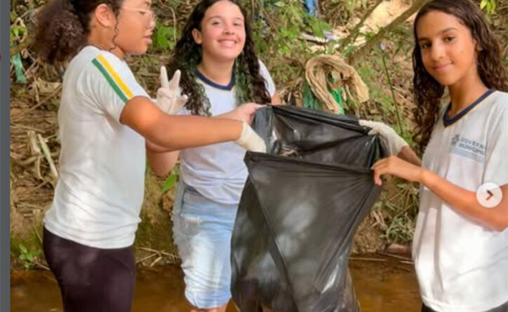 Estudantes da Escola Municipal Santa Rita participam de ação de preservação na nascente Tictak