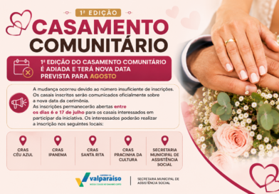 1ª Edição do Casamento Comunitário é adiada e terá nova data prevista para agosto