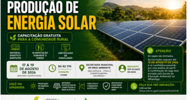 Secretaria de Meio Ambiente abre inscrições para curso gratuito de Produção de Energia Solar em Valparaíso
