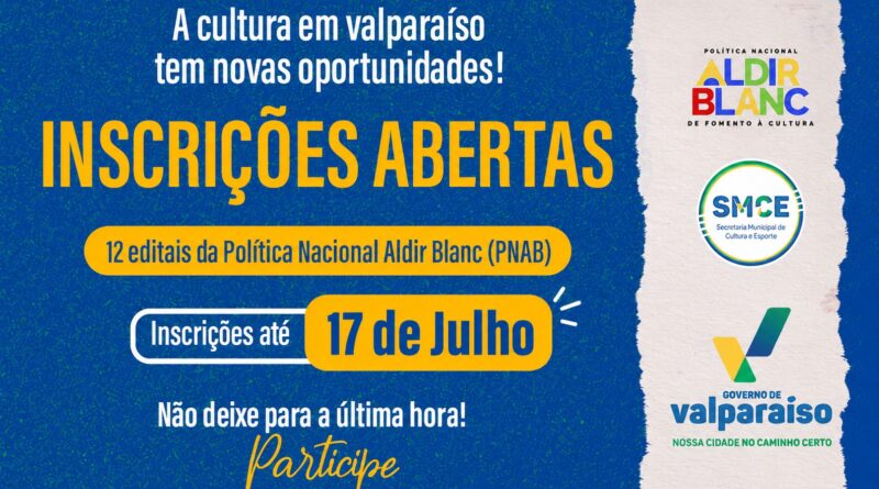 Prazo de inscrições dos Editais da PNAB é prorrogado até 17de Julho