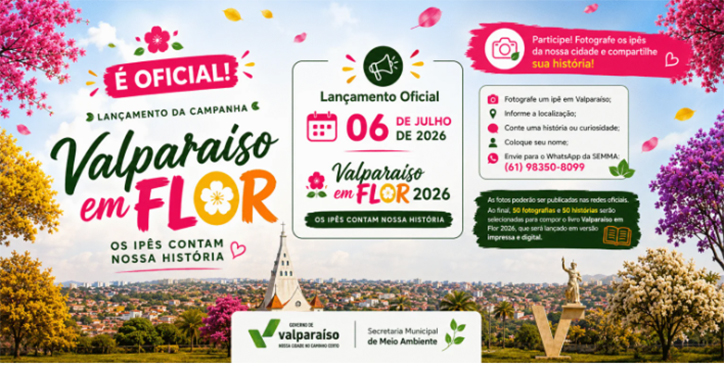 Secretaria de Meio Ambiente lança campanha “Valparaíso em Flor” para reunir histórias e fotografias dos ipês da cidade