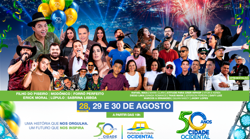 Cidade Ocidental celebra 50 anos com programação musical gratuita na Orla do Lago