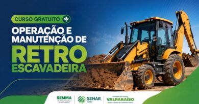 Valparaíso oferece curso Gratuito de Operaão e Manutenção de Retroescavadeira