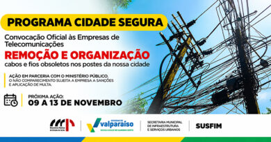 Programa Cidade Segura convoca empresas de Telecomunicações para retirada de fios obsoletos em ValparaísoO